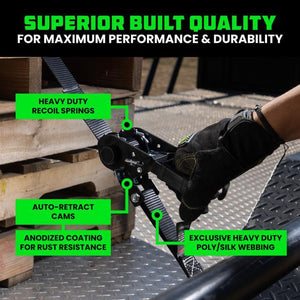 Rhino USA Self-Tensioning Ratchet Straps (2Pk 1.6Inx8Ft) (Black) | TD-RSST-16X8-2BLK