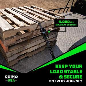 Rhino USA Self-Tensioning Ratchet Straps (2Pk 1.6Inx8Ft) (Black) | TD-RSST-16X8-2BLK