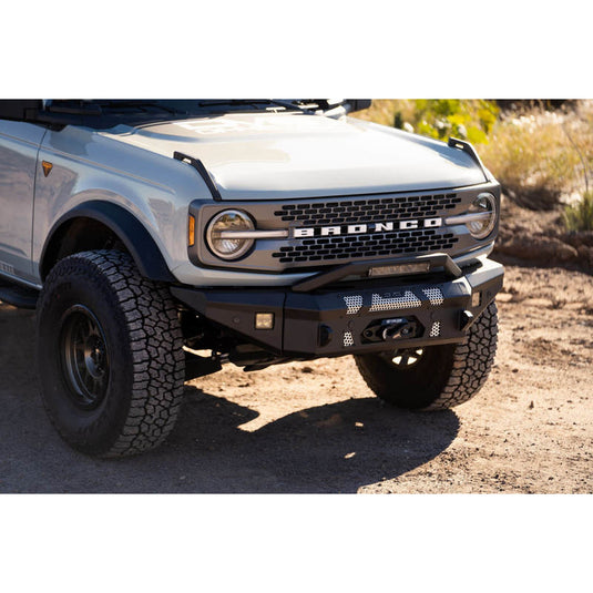DV8 Offroad 2021+ Ford Bronco Front Bumper Winch Capable w/ Optional Bull Bar/Aux Light Opening