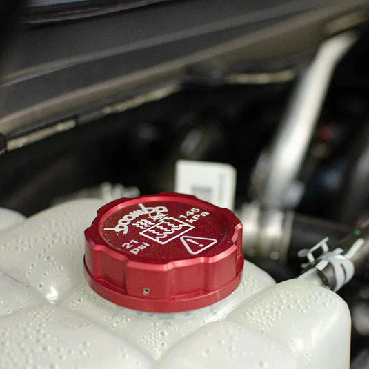 Boomba Racing Billet Aluminum Radiator Reservoir Cover Cap for 2021+ Ford Bronco - RED
