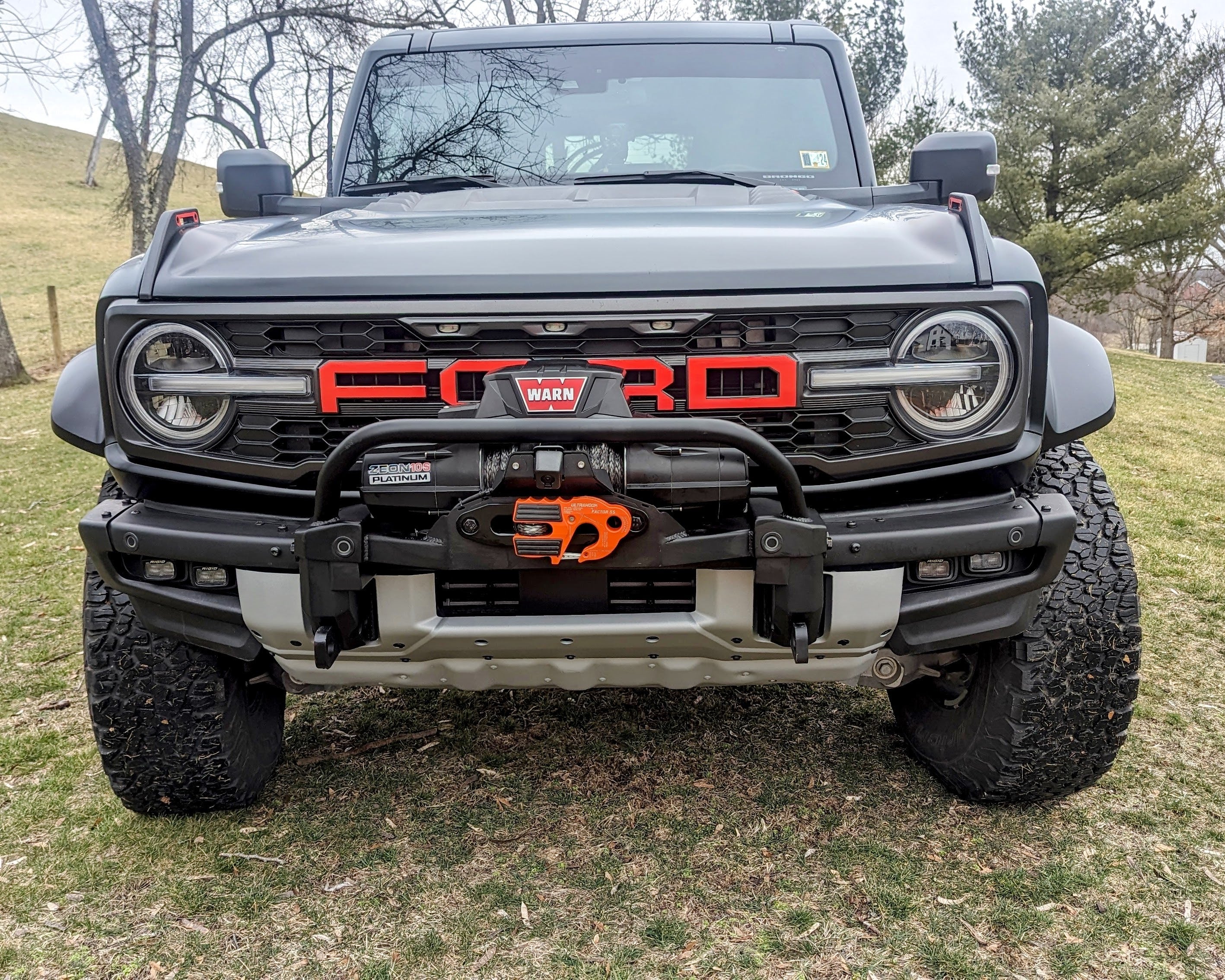 Buckle Up Off-Road Winch Mount with Bull Bar for 2021+ Ford Bronco with Modular or Capable Bumper & Raptor camera & sensor relocation included | bub6gwinchmountbar