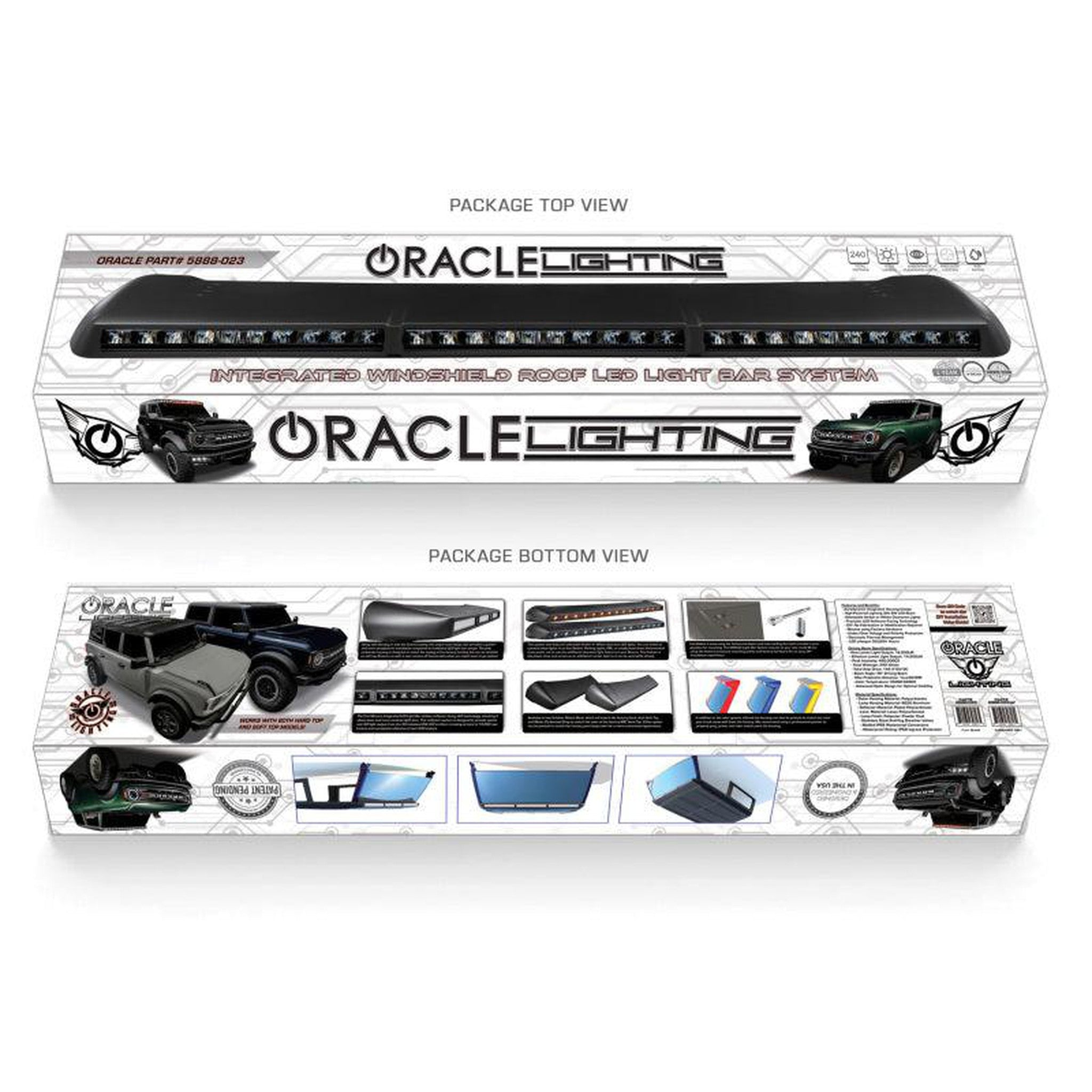 Oracle Integrated Carbonized Gray Windshield Roof LED Light Bar System for 2021+ Ford Bronco