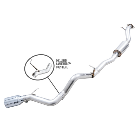 AWE Tuning 2021+ Ford Bronco 0FG Single Rear Exit Exhaust w/Chrome Silver Tip & Bash Guard