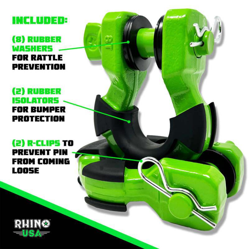 Rhino USA 8T Super Shackle 2-Pack (Green) | SUPERSHACK-GRN