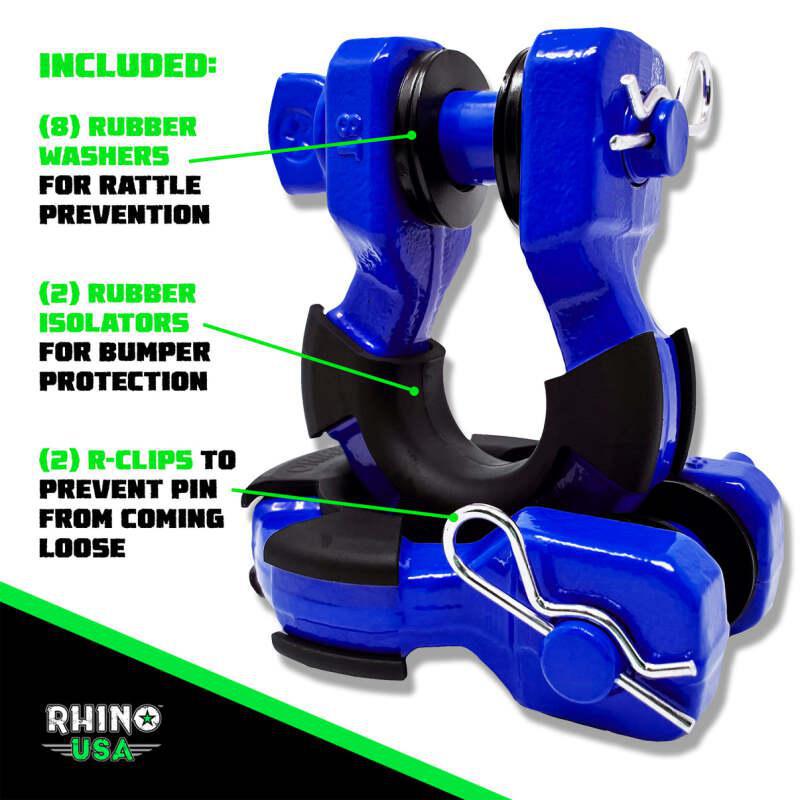 Rhino USA 8T Super Shackle 2-Pack (Blue) | SUPERSHACK-BLU