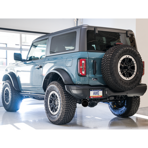 AWE Tuning 2021+ Ford Bronco 0FG Single Rear Exit Exhaust w/Diamond Black Tip & Bash Guard