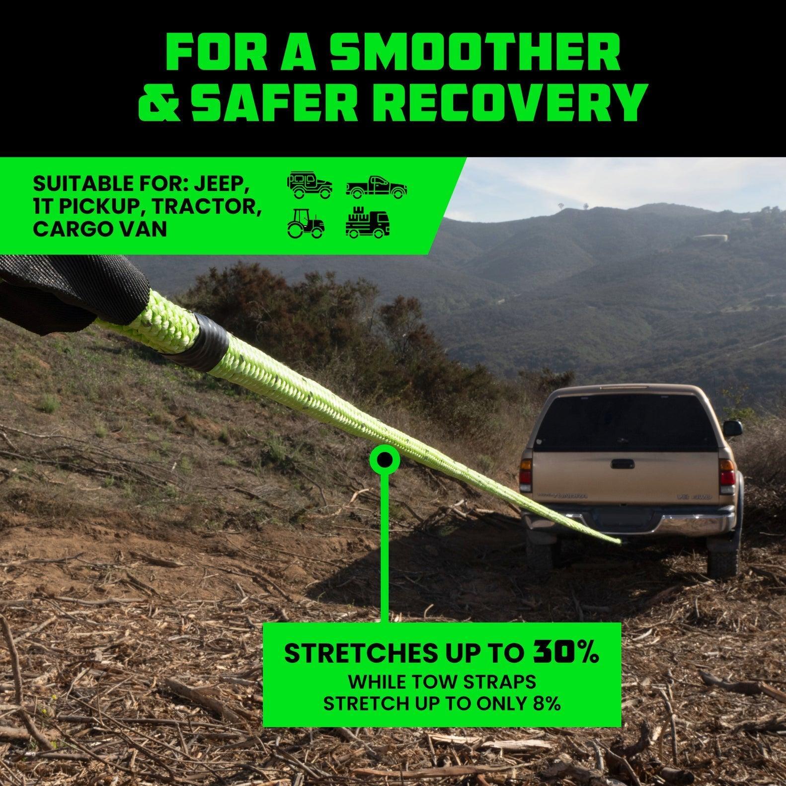 Rhino USA Kinetic Energy Recovery Rope (1In X 30Ft) Green | KROPE-1X30-GRN