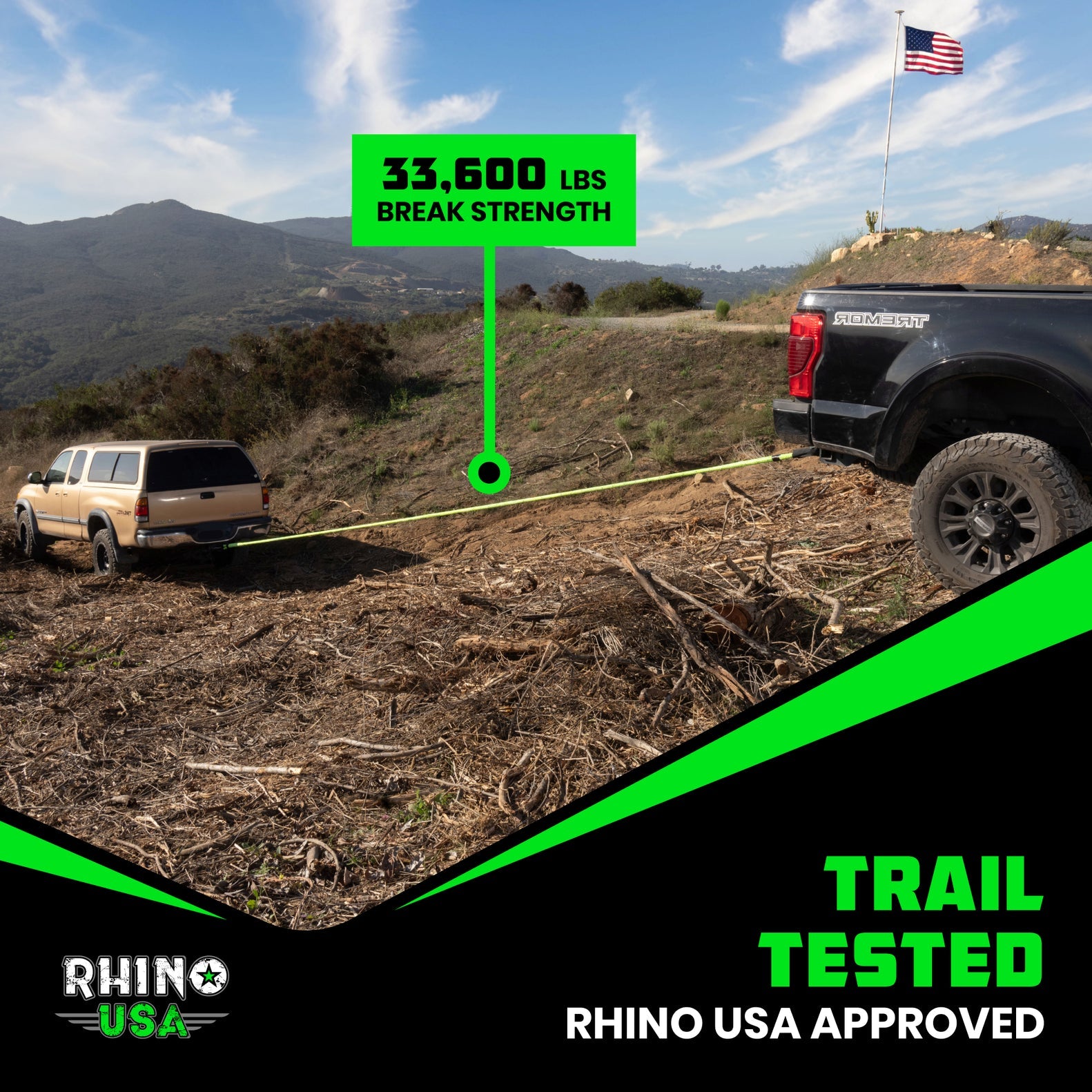 Rhino USA Kinetic Energy Recovery Rope (1In X 30Ft) Green | KROPE-1X30-GRN