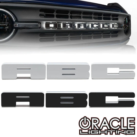 Oracle Lighting Universal Illuminated LED Letter Badges - Matte Black Letters w/ White LED for 2021+ Ford Bronco