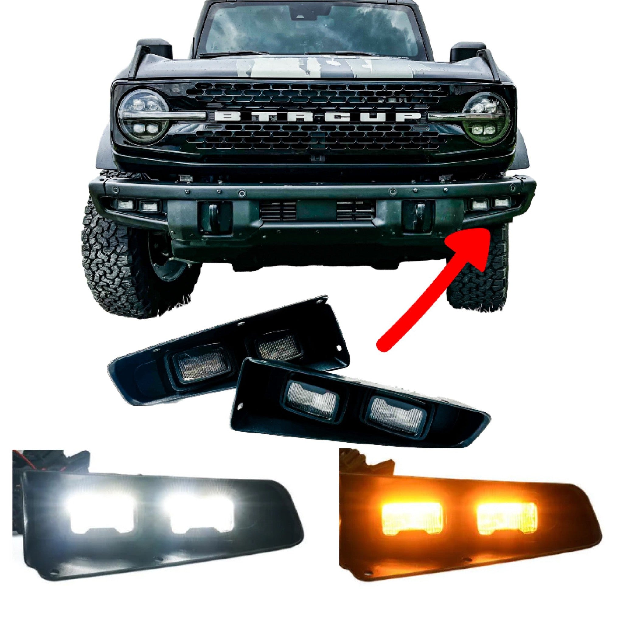 Lumen8 Hybrid R Dual Fog Light for 2021+ Ford Bronco with Modular Bumper & AUX Switches | bub6grhybridfogaux