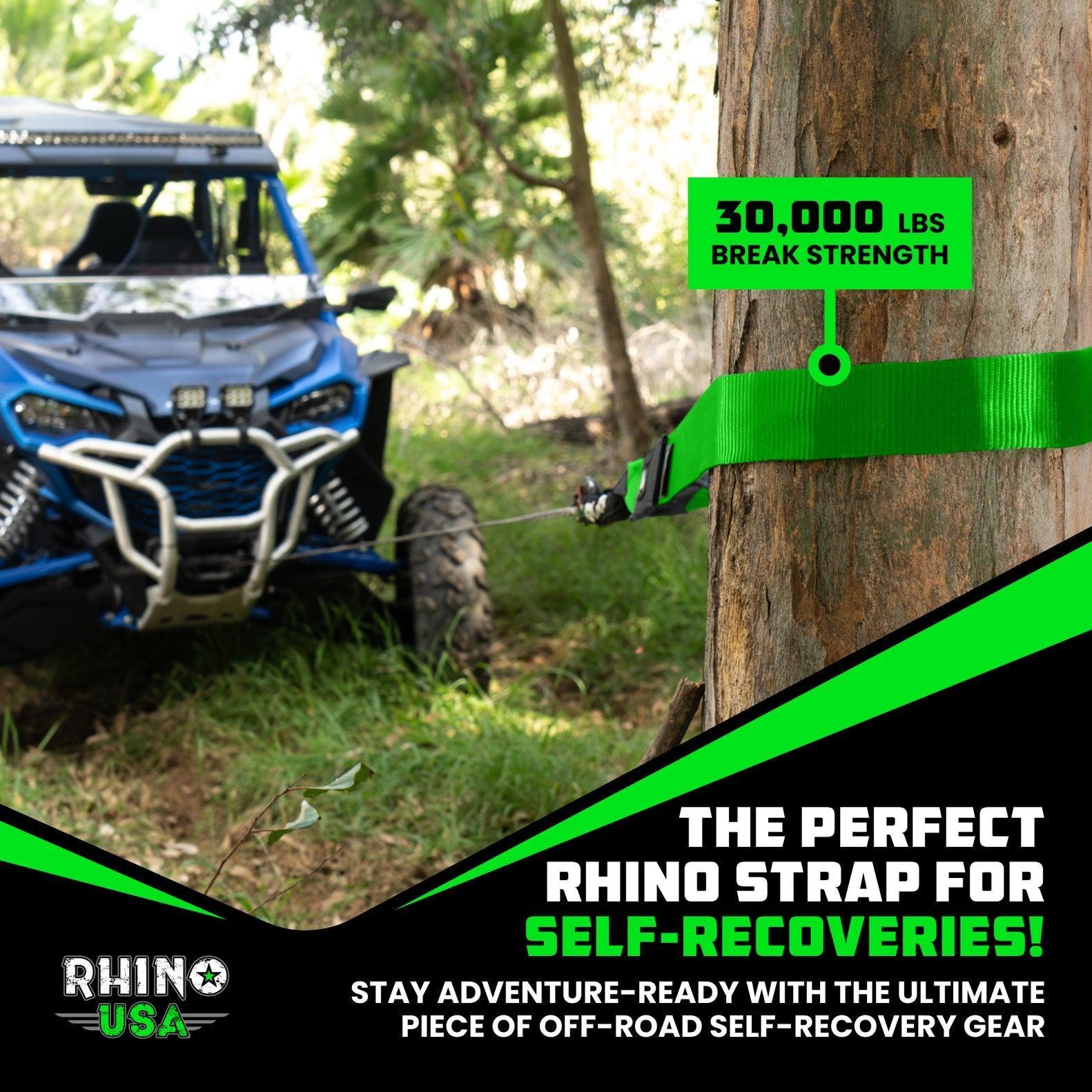 Rhino USA Recovery Tree Saver Strap 3Inx8Ft (Green) | RG-TS3X8-GRN