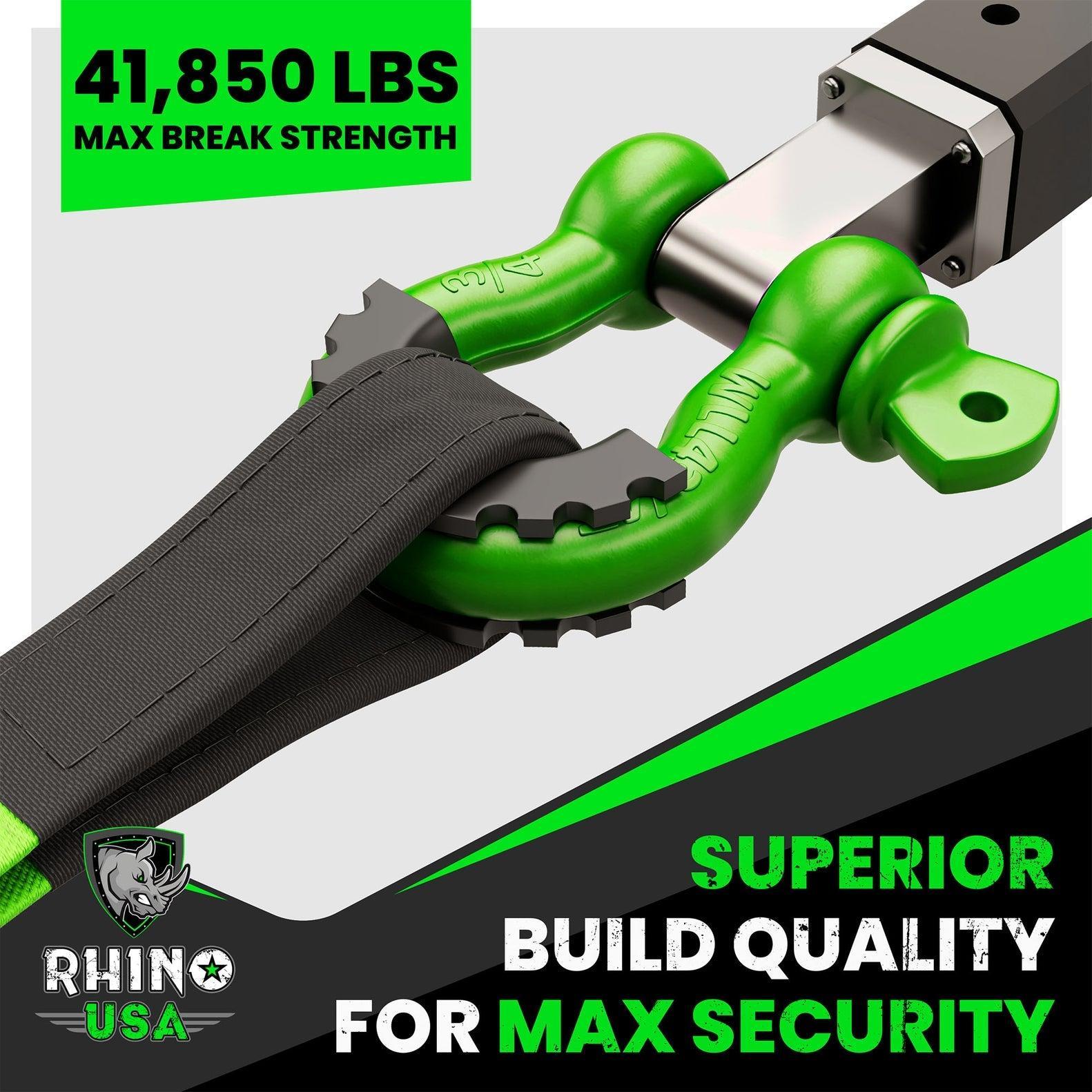 Rhino USA 3/4In D-Ring Shackle Set (2-Pack)(Green) | RNO-GRN-SHACKLES