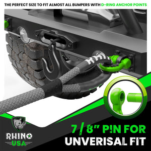 Rhino USA 3/4In D-Ring Shackle Set (2-Pack)(Green) | RNO-GRN-SHACKLES