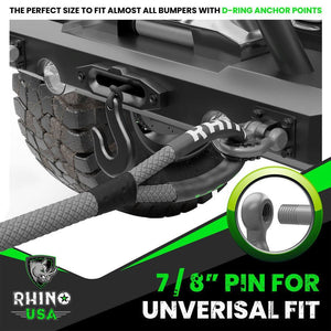 Rhino USA 3/4In D-Ring Shackle Set (2-Pack)(Gray) | RNO-GRY-SHACKLES