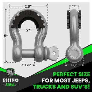 Rhino USA 3/4In D-Ring Shackle Set (2-Pack)(Gray) | RNO-GRY-SHACKLES
