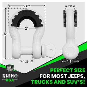 Rhino USA 3/4In D-Ring Shackle Set (2-Pack)(White) | RNO-WHT-SHACKLES