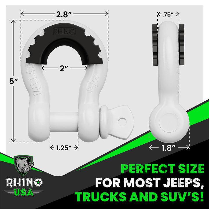 Rhino USA 3/4In D-Ring Shackle Set (2-Pack)(White) | RNO-WHT-SHACKLES