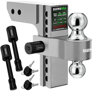 Rhino USA 6In Heavy Duty Drop Hitch - 2.5In (Silver) | RG-HTDROP2.56-SVR