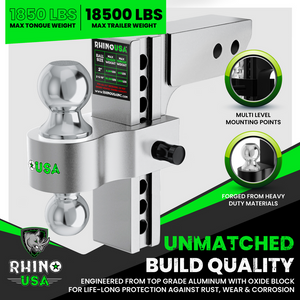 Rhino USA 6In Heavy Duty Drop Hitch - 2.5In (Silver) | RG-HTDROP2.56-SVR