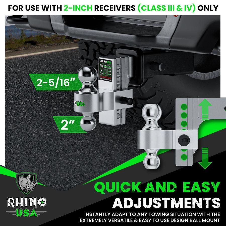 Rhino USA 6In Heavy Duty Drop Hitch - 2In (Silver) | RG-HTDROP2-SVR