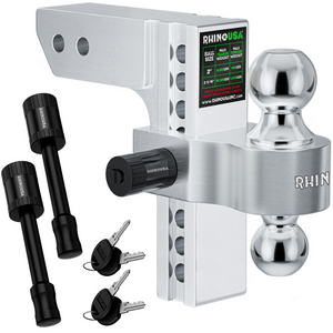 Rhino USA 8In Heavy Duty Drop Hitch - 2In (Silver) | RG-HTDROP28-SVR