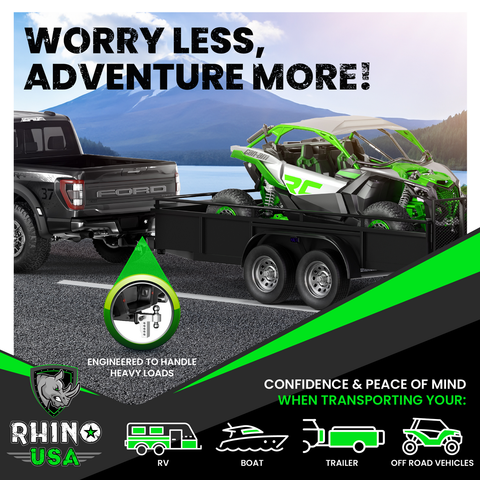 Rhino USA 8In Heavy Duty Drop Hitch - 2In (Silver) | RG-HTDROP28-SVR