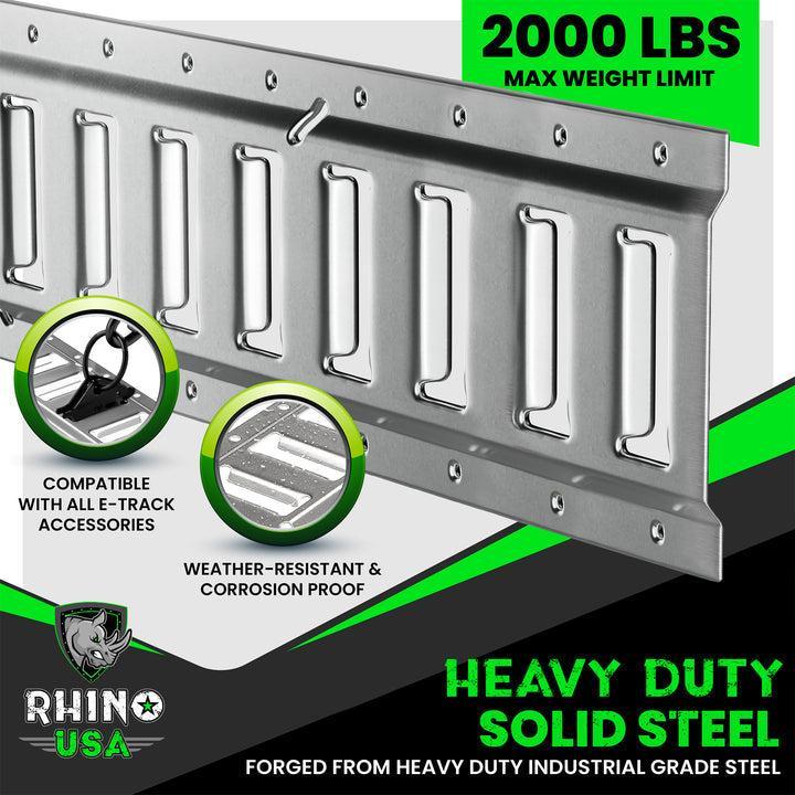 Rhino USA 5Ft E-Track Tie-Down Rails, Silver (4 Pack) | TD-ETRAIL5-4PK-SVR