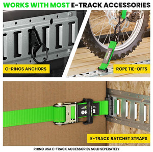 Rhino USA 5Ft E-Track Tie-Down Rails, Silver (4 Pack) | TD-ETRAIL5-4PK-SVR
