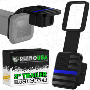 Rhino USA 2In American Flag Hitch Cover - Black & Blue | TO-HTCVRUSA-BLU