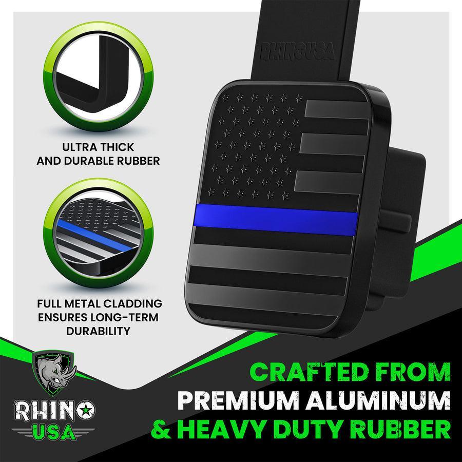 Rhino USA 2In American Flag Hitch Cover - Black & Blue | TO-HTCVRUSA-BLU