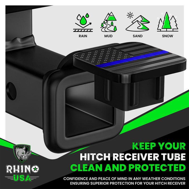 Rhino USA 2In American Flag Hitch Cover - Black & Blue | TO-HTCVRUSA-BLU