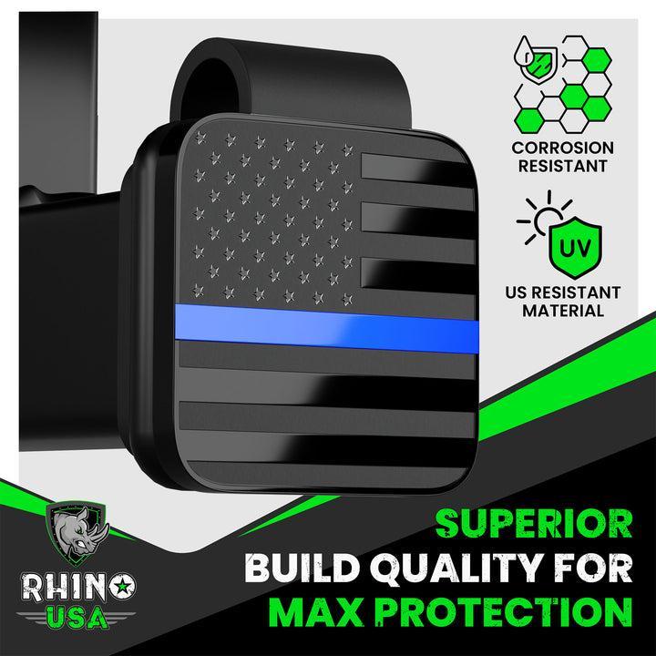 Rhino USA 2In American Flag Hitch Cover - Black & Blue | TO-HTCVRUSA-BLU