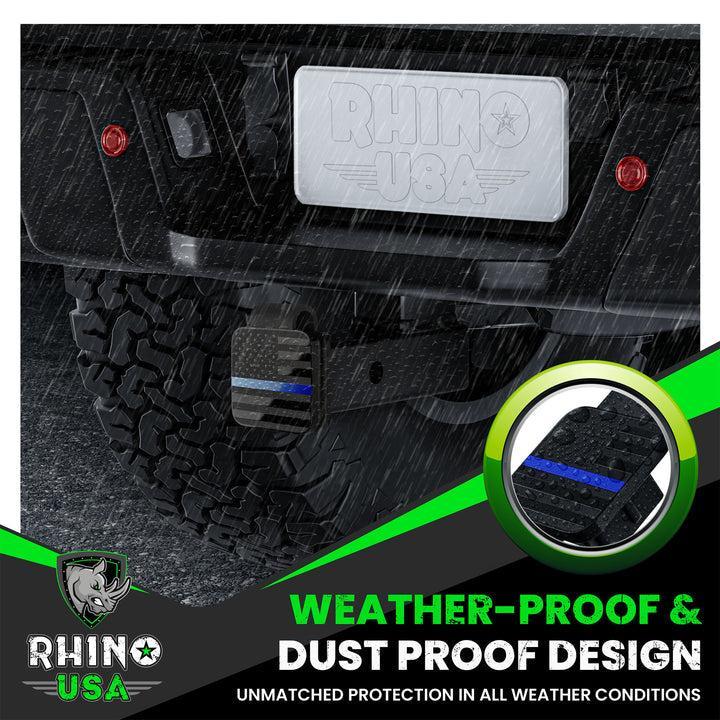 Rhino USA 2In American Flag Hitch Cover - Black & Blue | TO-HTCVRUSA-BLU