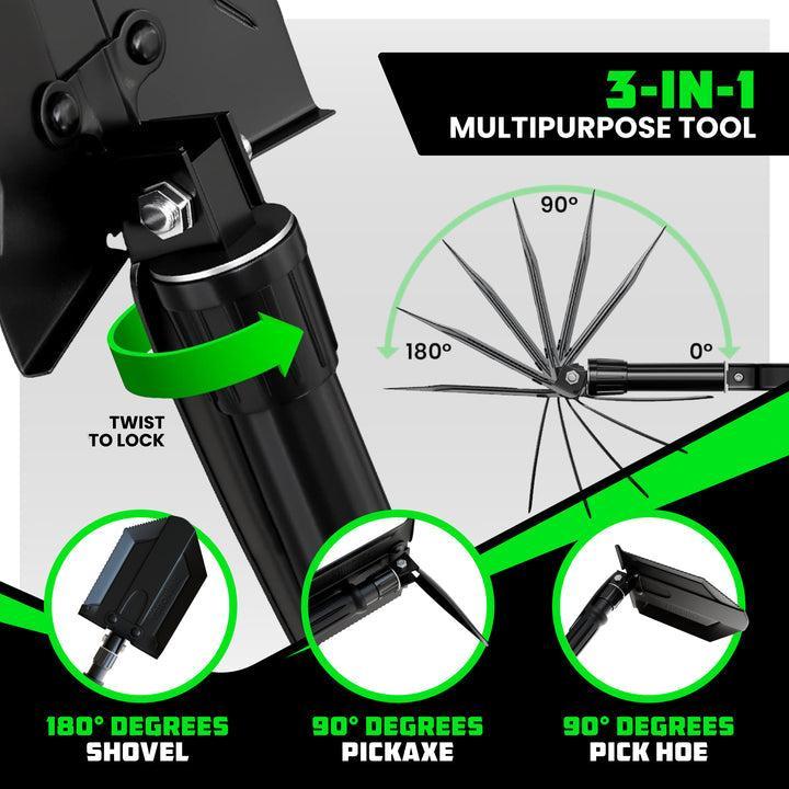 Rhino USA Folding Recovery Shovel W/Pick | RNO-ETOOL