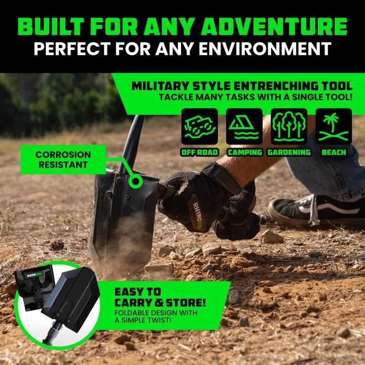 Rhino USA Folding Recovery Shovel W/Pick | RNO-ETOOL