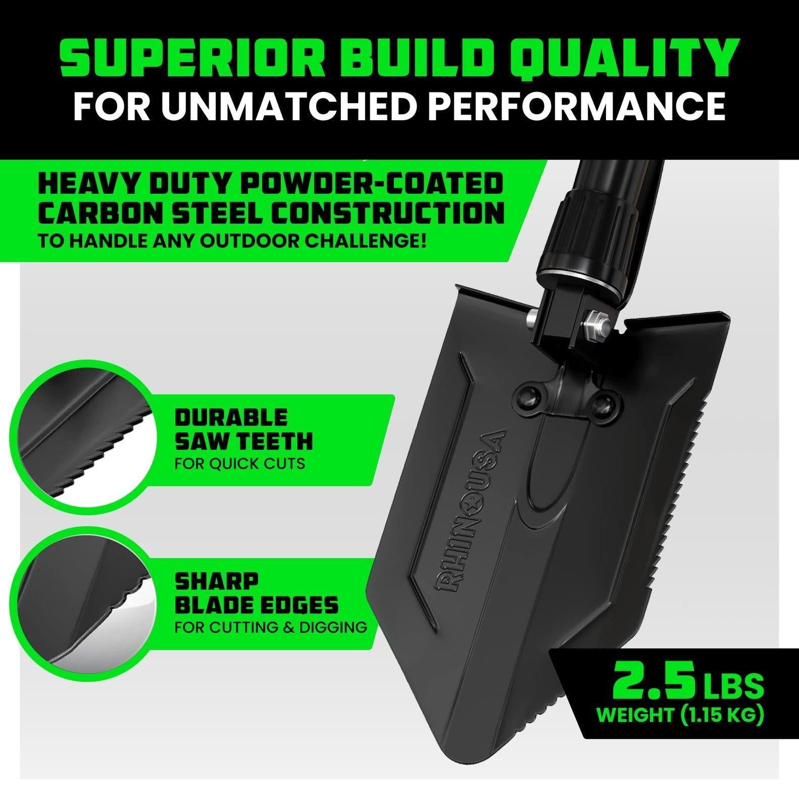 Rhino USA Straight Handle Recovery Shovel W/Pick | RNO-ETOOL-3