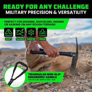 Rhino USA Straight Handle Recovery Shovel W/Pick | RNO-ETOOL-3