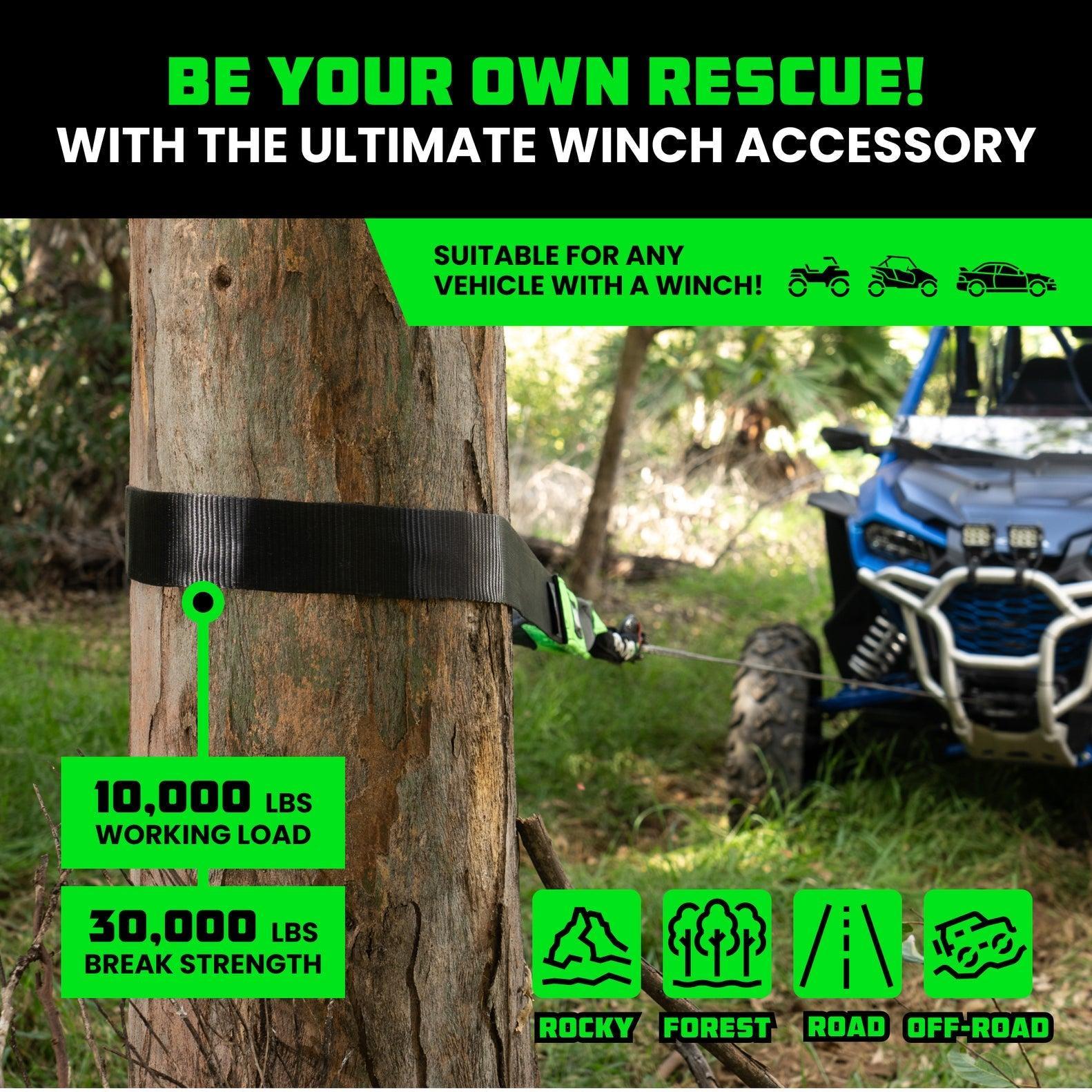 Rhino USA Recovery Tree Saver Strap 3Inx8Ft (Black) | RNO-TREESAVER