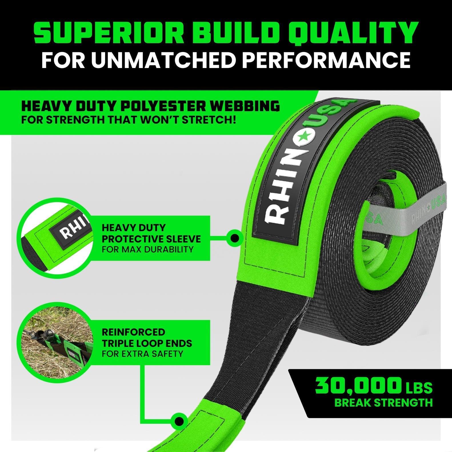 Rhino USA Recovery Tree Saver Strap 3Inx8Ft (Black) | RNO-TREESAVER
