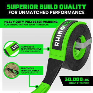 Rhino USA Recovery Tree Saver Strap 3Inx8Ft (Black) | RNO-TREESAVER