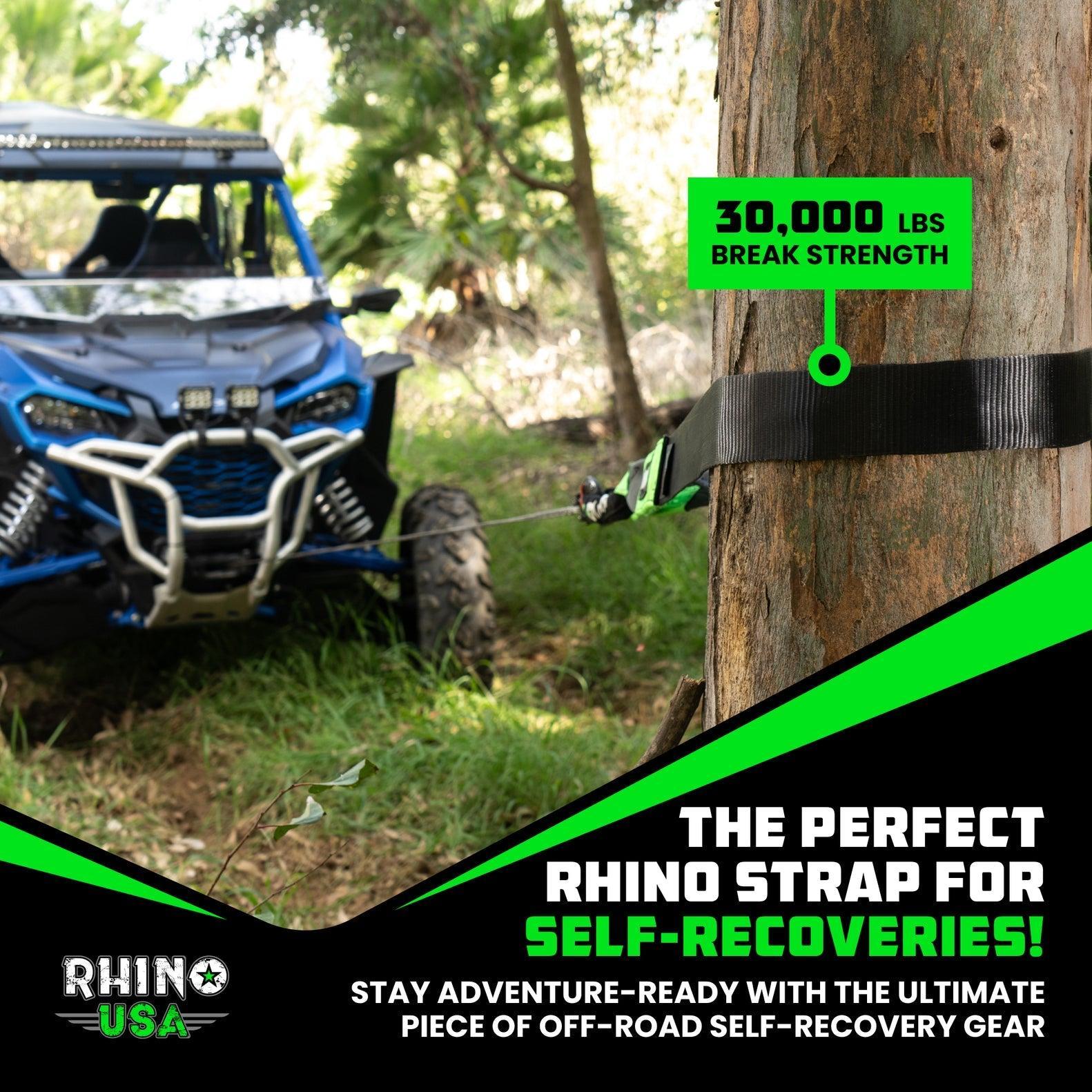 Rhino USA Recovery Tree Saver Strap 3Inx8Ft (Black) | RNO-TREESAVER