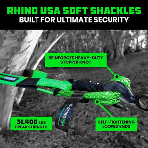 Rhino USA Synthetic Soft Shackle (2Pk 3/8InX22In) (Green) | SFTSHACK38-GRN-2