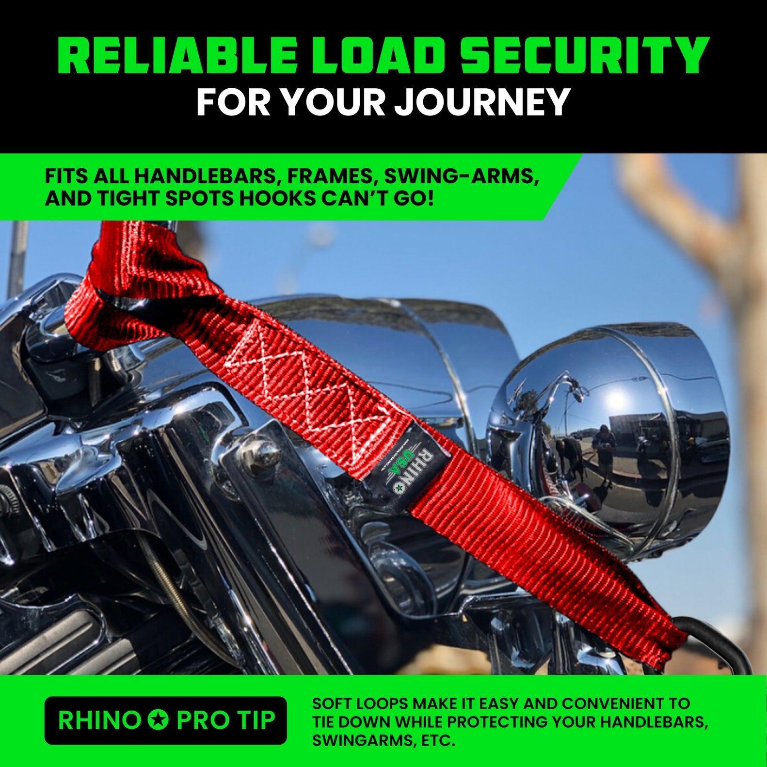 Rhino USA Soft Loops Motorcycle Tie-Down Set 4-Pack Red | SOFT4PACK-RED