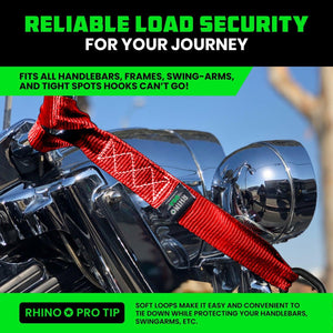 Rhino USA Soft Loops Motorcycle Tie-Down Set 4-Pack Red | SOFT4PACK-RED