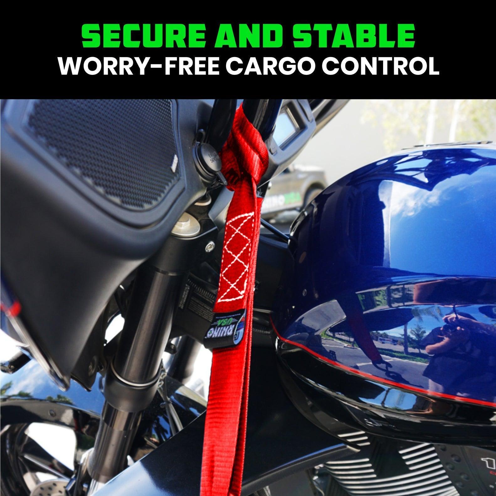Rhino USA Soft Loops Motorcycle Tie-Down Set 4-Pack Red | SOFT4PACK-RED