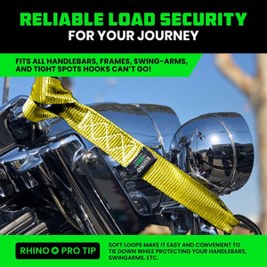 Rhino USA Soft Loops Motorcycle Tie-Down Set 4-Pack Yellow | SOFT4PACK-YLW