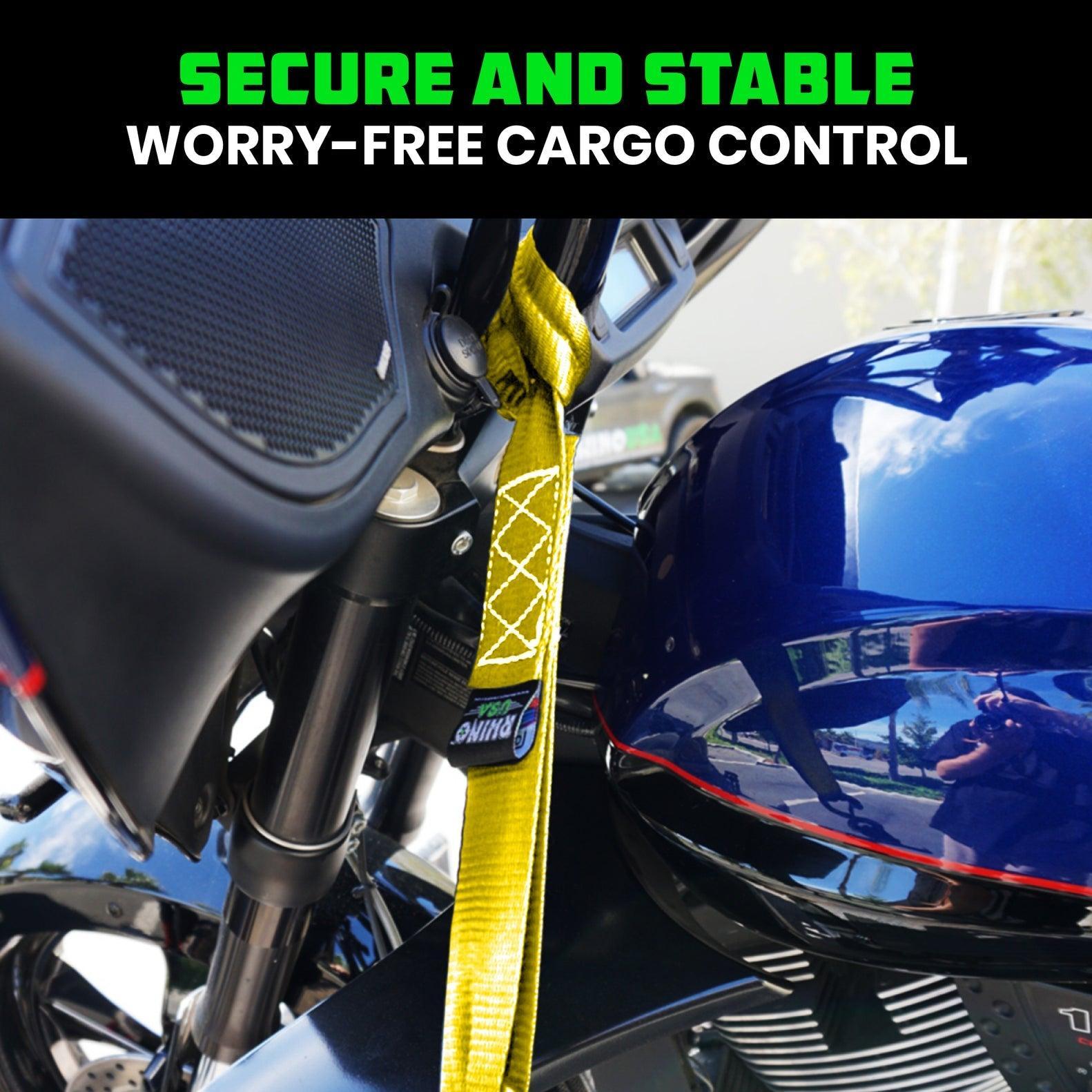 Rhino USA Soft Loops Motorcycle Tie-Down Set 4-Pack Yellow | SOFT4PACK-YLW