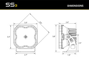 Diode Dynamics SS3 LED Ditch Light Kit Yellow Pro Combo - 2021+ Ford Bronco | DD7187