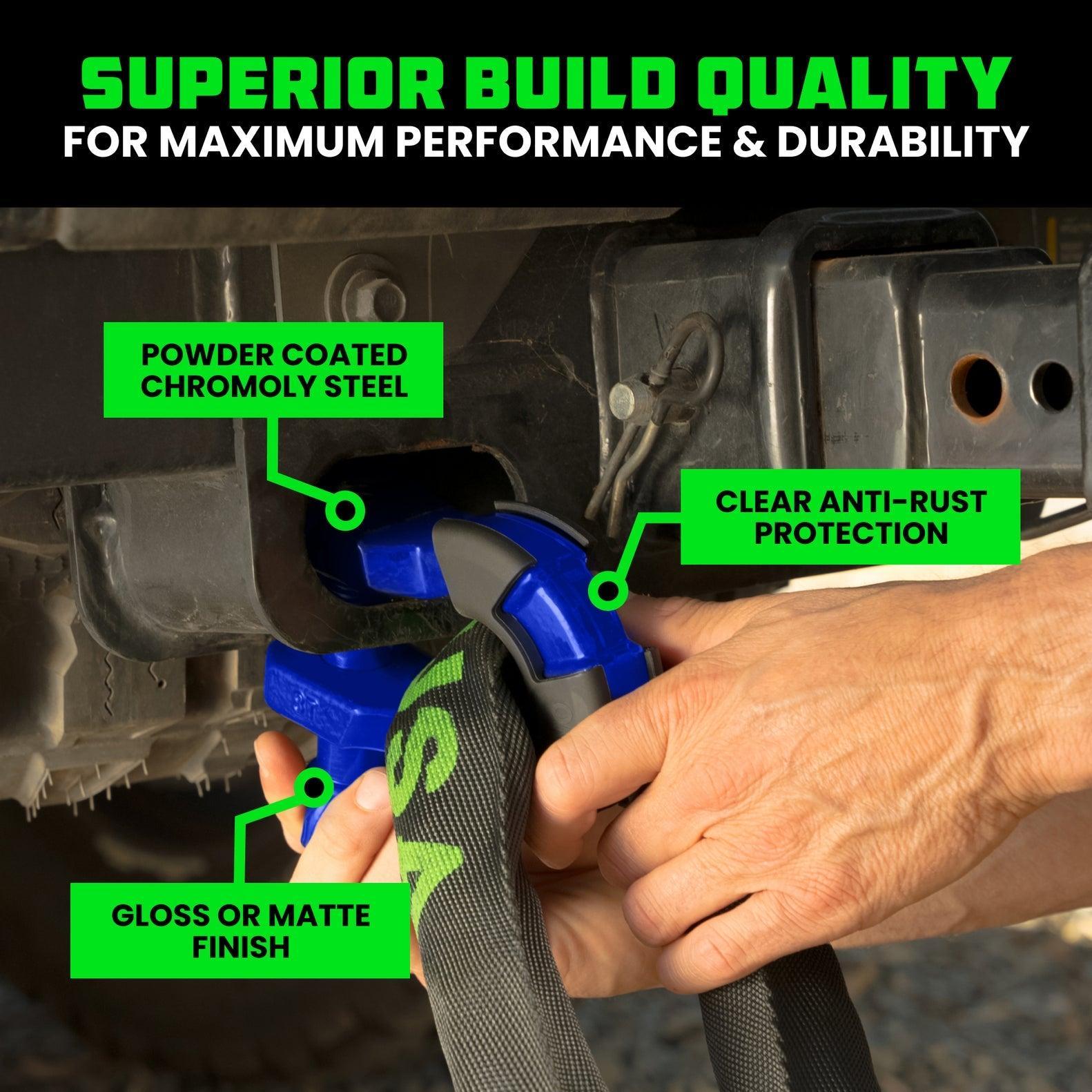 Rhino USA 8T Super Shackle 2-Pack (Blue) | SUPERSHACK-BLU