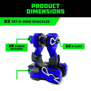 Rhino USA 8T Super Shackle 2-Pack (Blue) | SUPERSHACK-BLU
